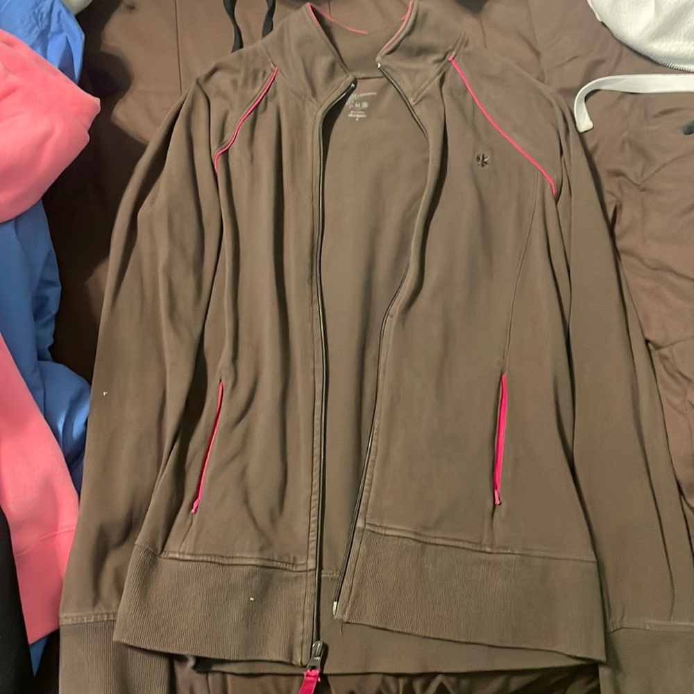 Old navy lightweight workout jacket brown with pink accents